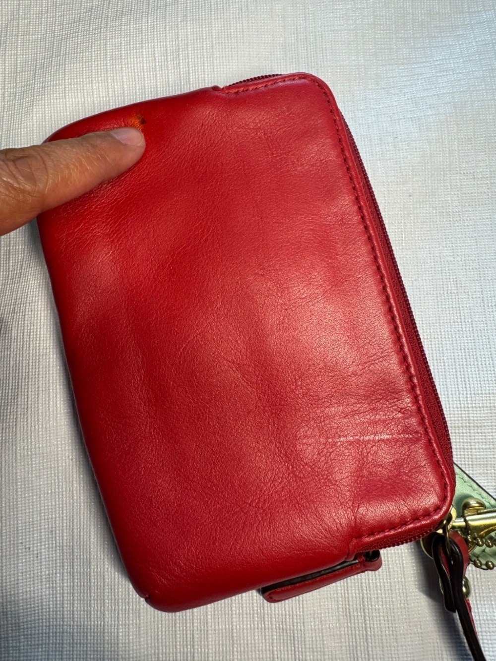 Coach Red Leather Wristlet Pouch with Gold Hardware - Picture 7 of 7